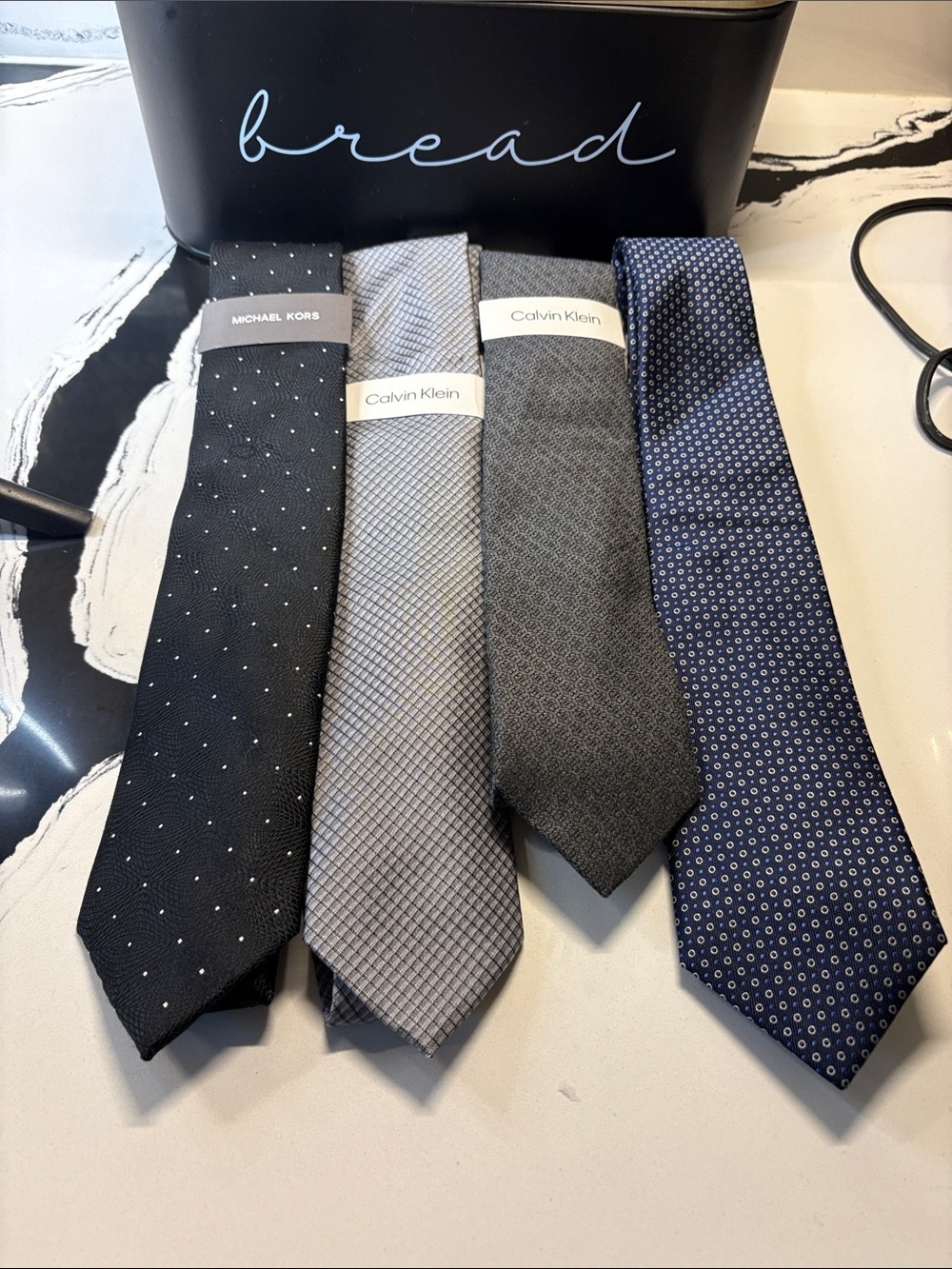 Michael Kors Black Tie with White Microdots